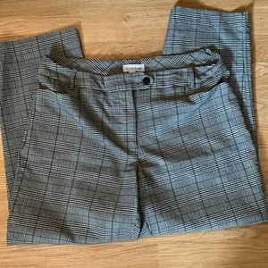 Calvin Klein Cropped Stretch Black Plaid Dress Pants, Size 10